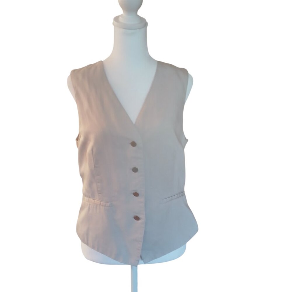 Sigrid Olsen dove grey lyocell lined four-button vest size M